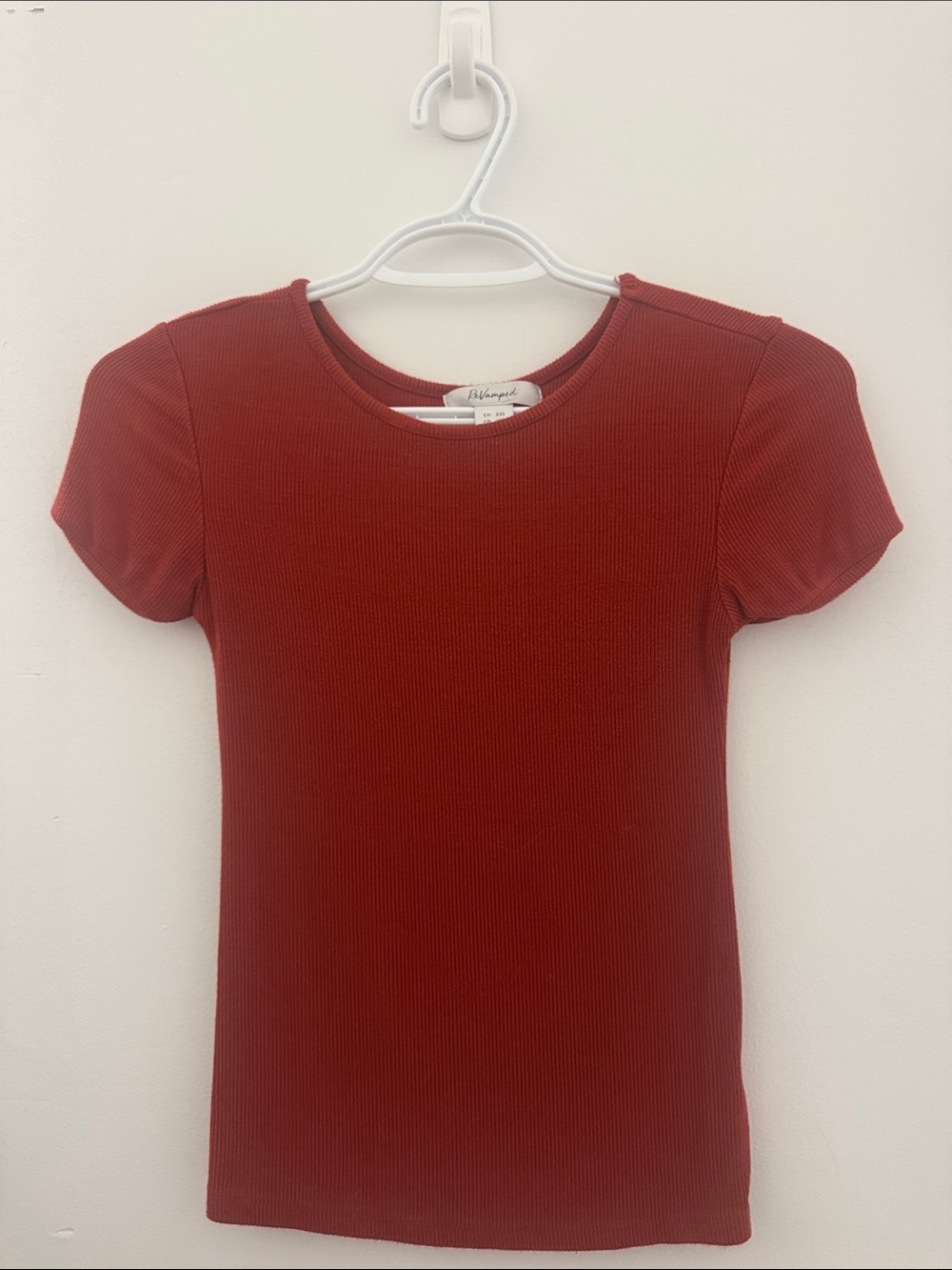 Bayse Fitted Ribbed Tee in Rust
